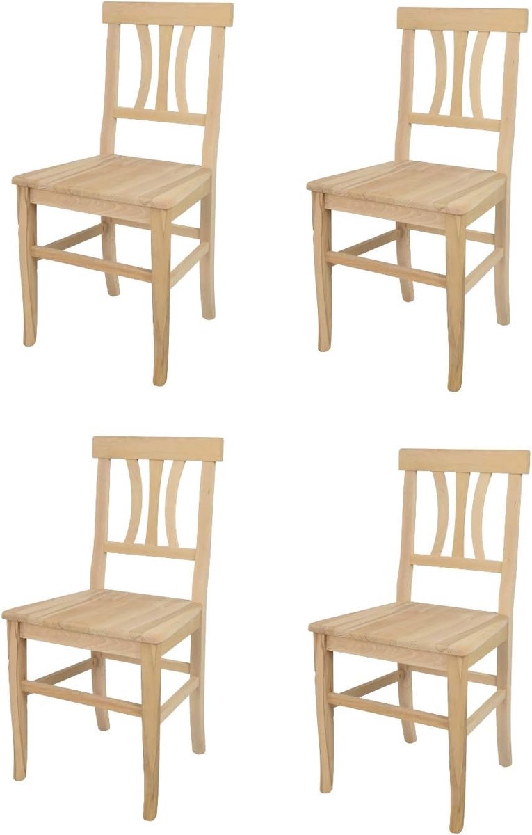 Set van 4 Klassieke Houten Eetkamerstoelen voor Keuken en Bar