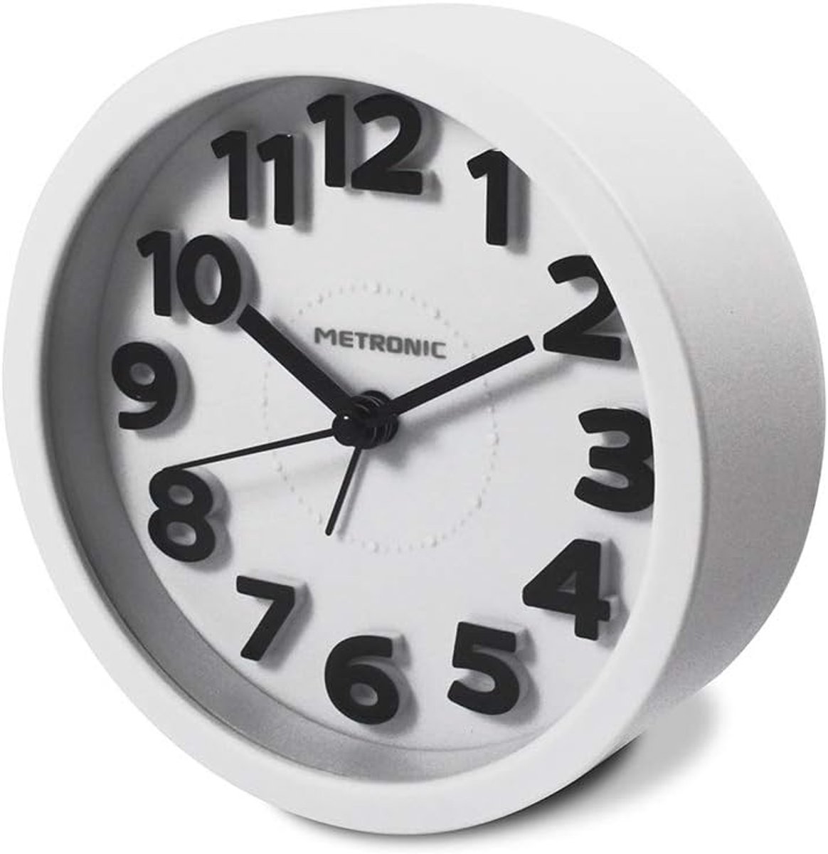 Klassieke Wekker Wit - Analoge Tafelklok met Alarmfunctie