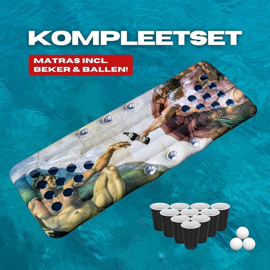 XXL Opblaasbaar Beer Pong Matras voor Zwembad - Inclusief 25 Bekers en 3 Ballen - Groot Formaat — afbeelding 5