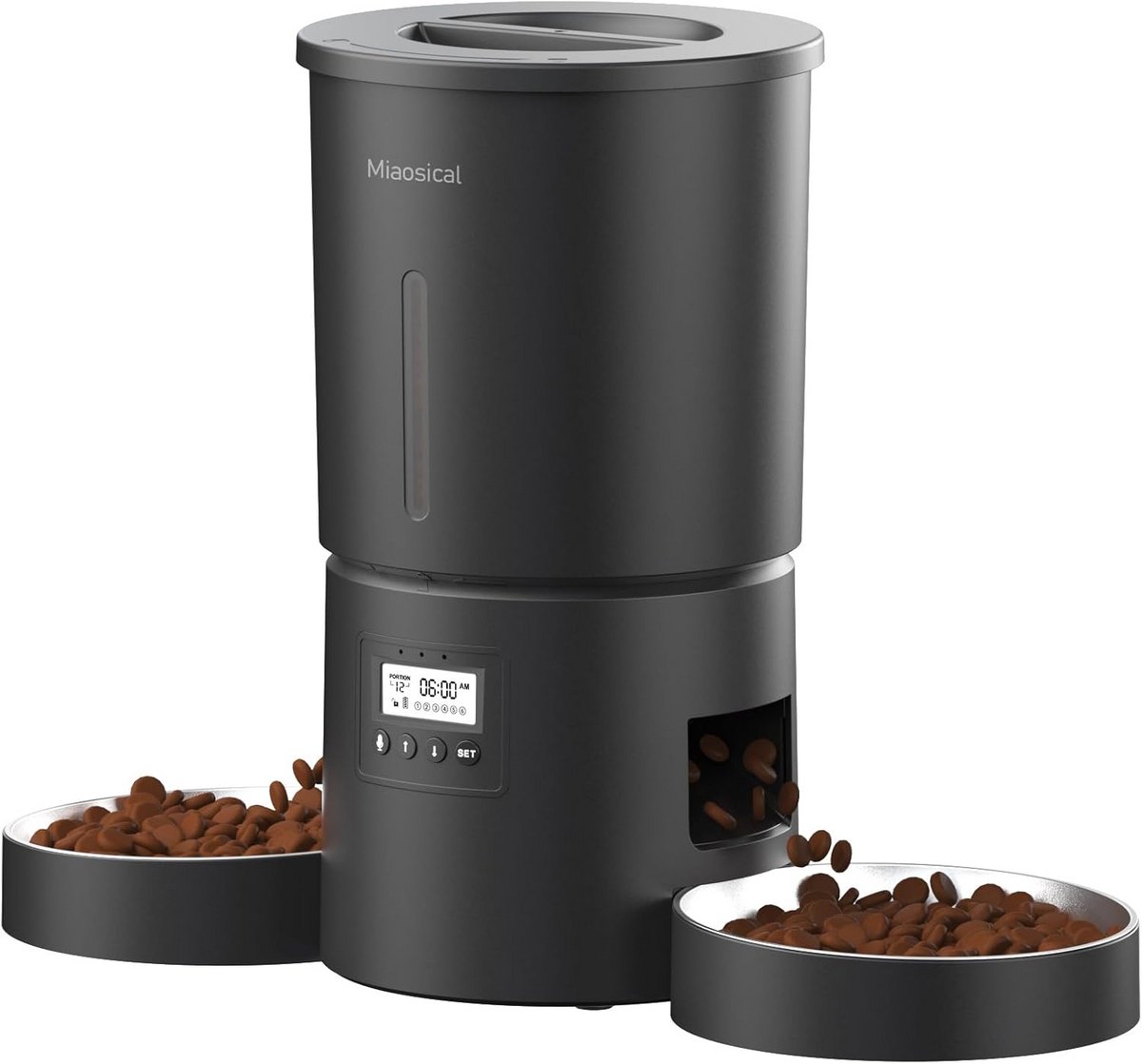 Automatische Dubbele Voerbak voor 2 Katten of Kleine Honden - Programmeerbaar met Timer en RVS Kom