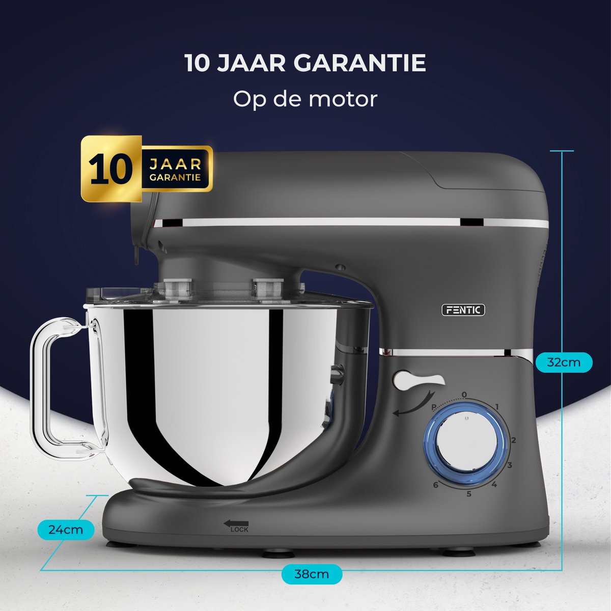 Fentic Keukenmachine – 2000W – Keukenrobot – Foodprocessor - 6,2L Mengkom – Incl. Vleesmolen, Blender en extra Accessoires – Antraciet – foto 7