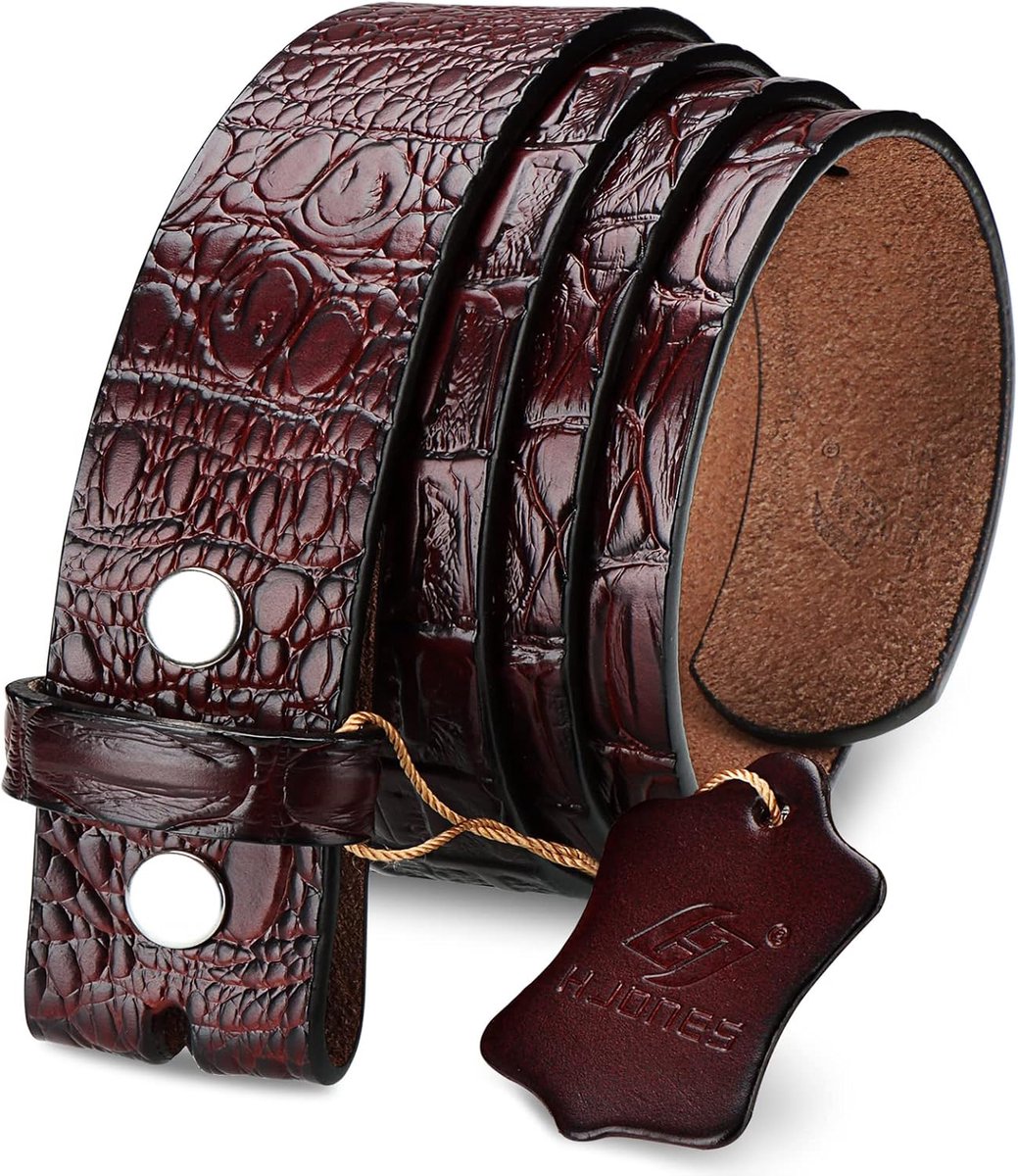 Leren Herenriem Zonder Gesp (Snap-On) - Suède of Croco Structuur - 3 cm Breed