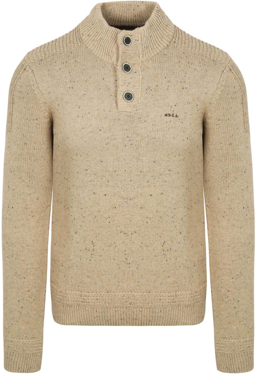 NZA - Ecru half button trui