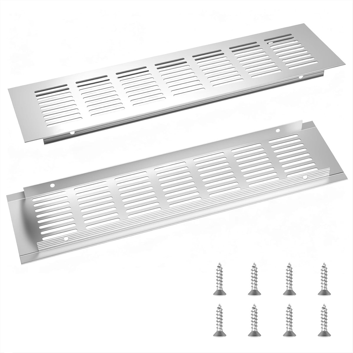 Ventilatierooster Rechthoekig - Luchtrooster Aluminium - Ventilatie Creëren - Duurzaam Aluminium - 80 x 300 mm - Zilver