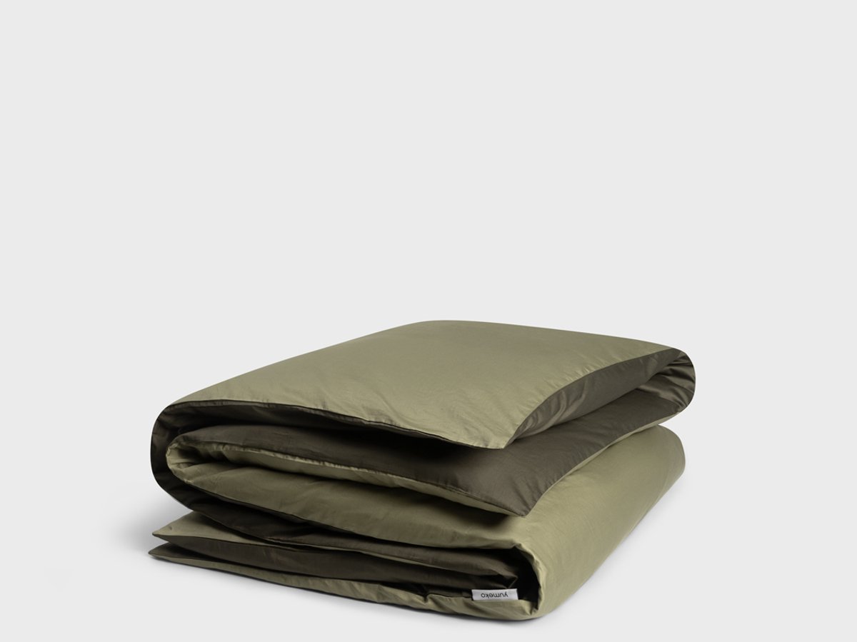 Yumeko dekbedovertrek katoensatijn dubbelzijdig olive 240x220 (zonder slopen) - Bio, eco & fairtrade