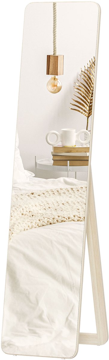 HOMCOM - Staande spiegel - MDF - 37x43x156cm - Natuurlijk hout
