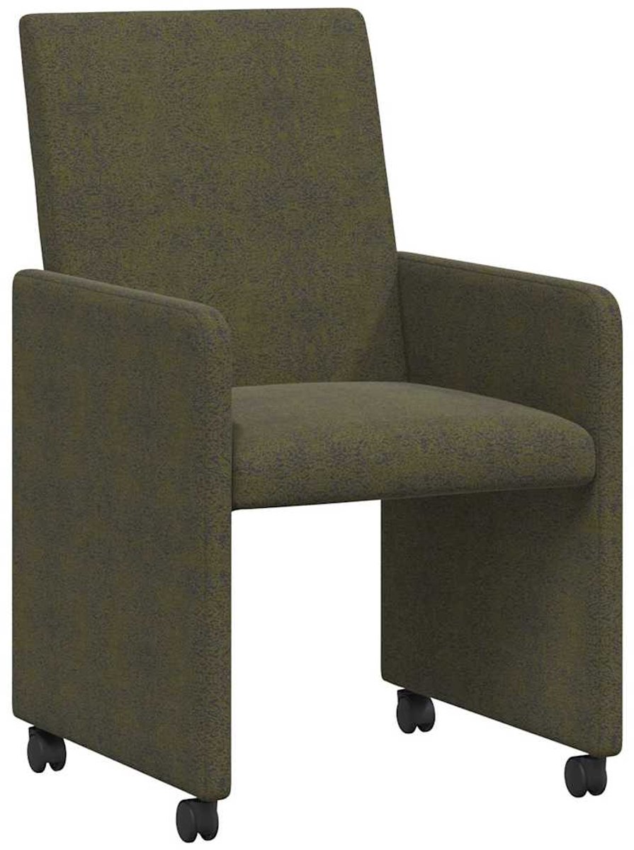 vidaXL - Eetkamerstoelen - met - wielen - 2 - pcs - Legergroen - 57 - x - 66 - x - 94 - cm