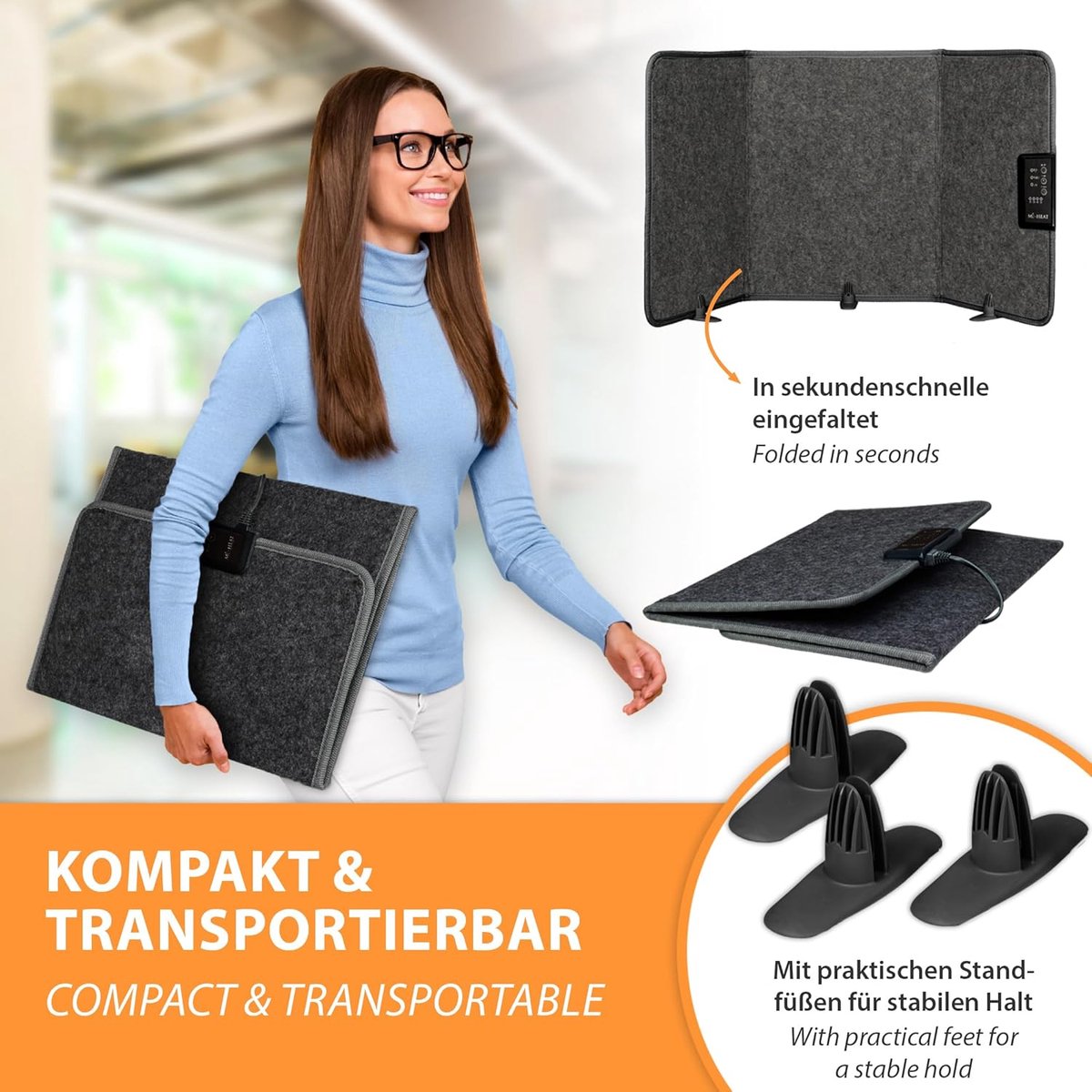Opvouwbare Infrarood Tafelverwarming voor Bureau - 260W - Tot 60°C - Mobiele Computer Warmtepaneel – foto 5