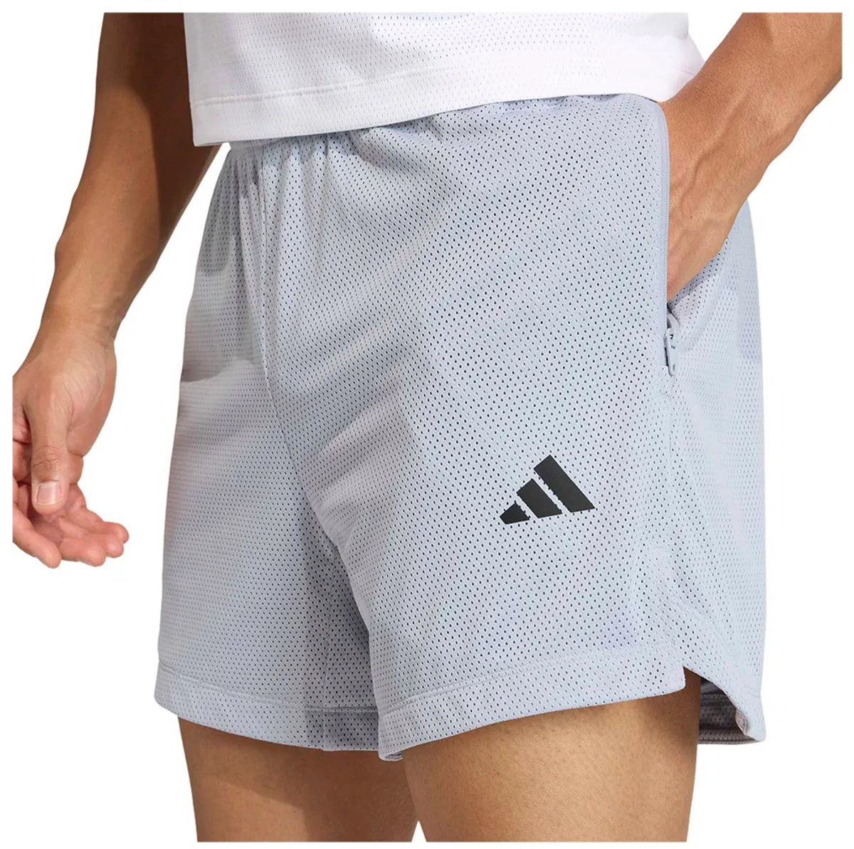 Adidas D4t Power Essentials Workout Mesh 5´´ Korte Broek Man Zilver