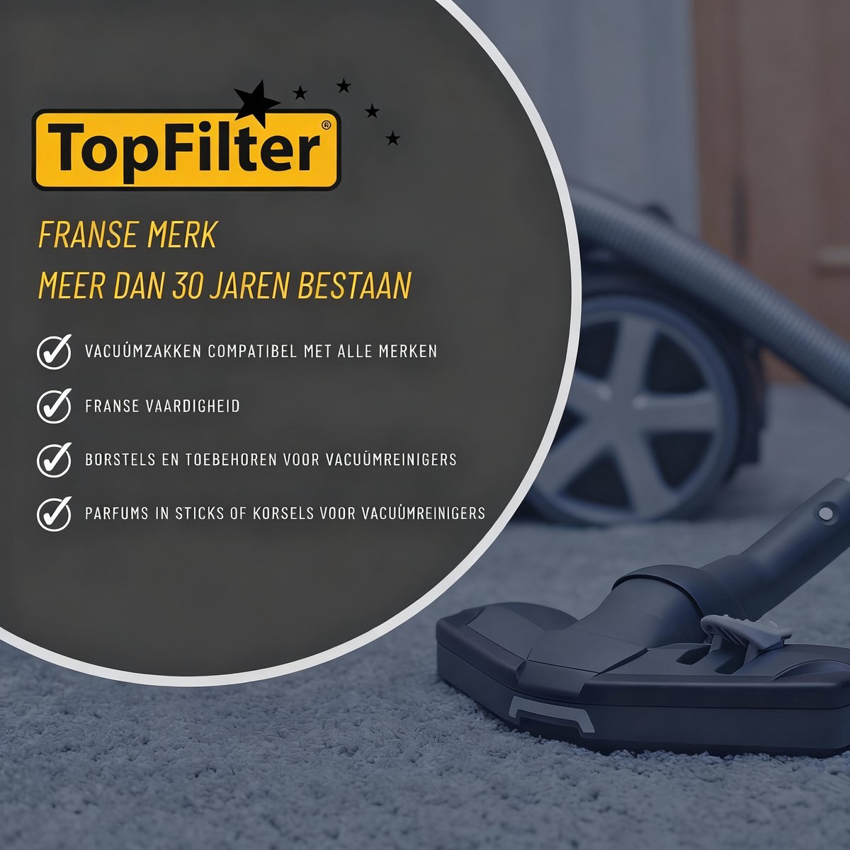 Set van 4 Tornado TopFilter Premium stofzuigerzakken
