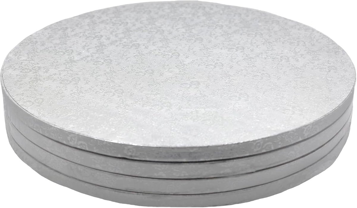 Ronde Taartonderlegger 30 cm - Set van 4 Dikke Taartbodems - Herbruikbaar Zilver