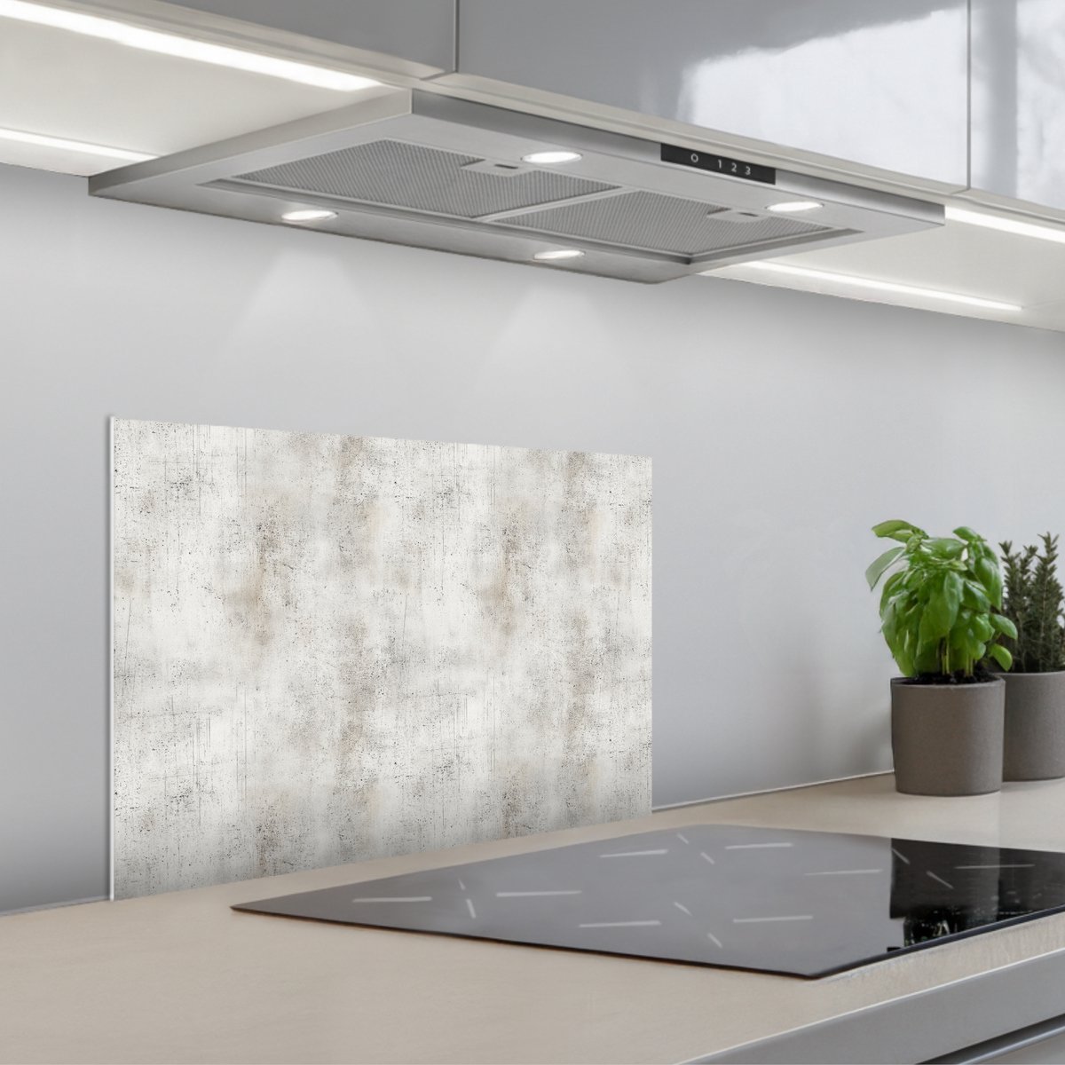 Spatscherm 60x40 cm - Zelfklevende achterwand Grijs - Beton print - Verweerd - Keuken muurbeschermer - Spatwand fornuis