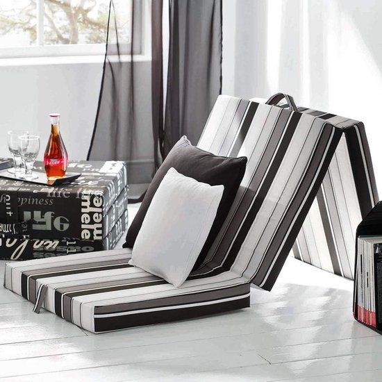 3-Delig Vouwmatras Logeerbed Schuim - 190 x 70 cm Zwart/Wit van Merkloos — afbeelding 2