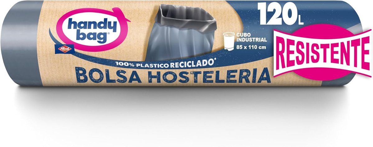 Extra stevige afvalzakken 120L industrieel van gerecycled materiaal, 8 stuks