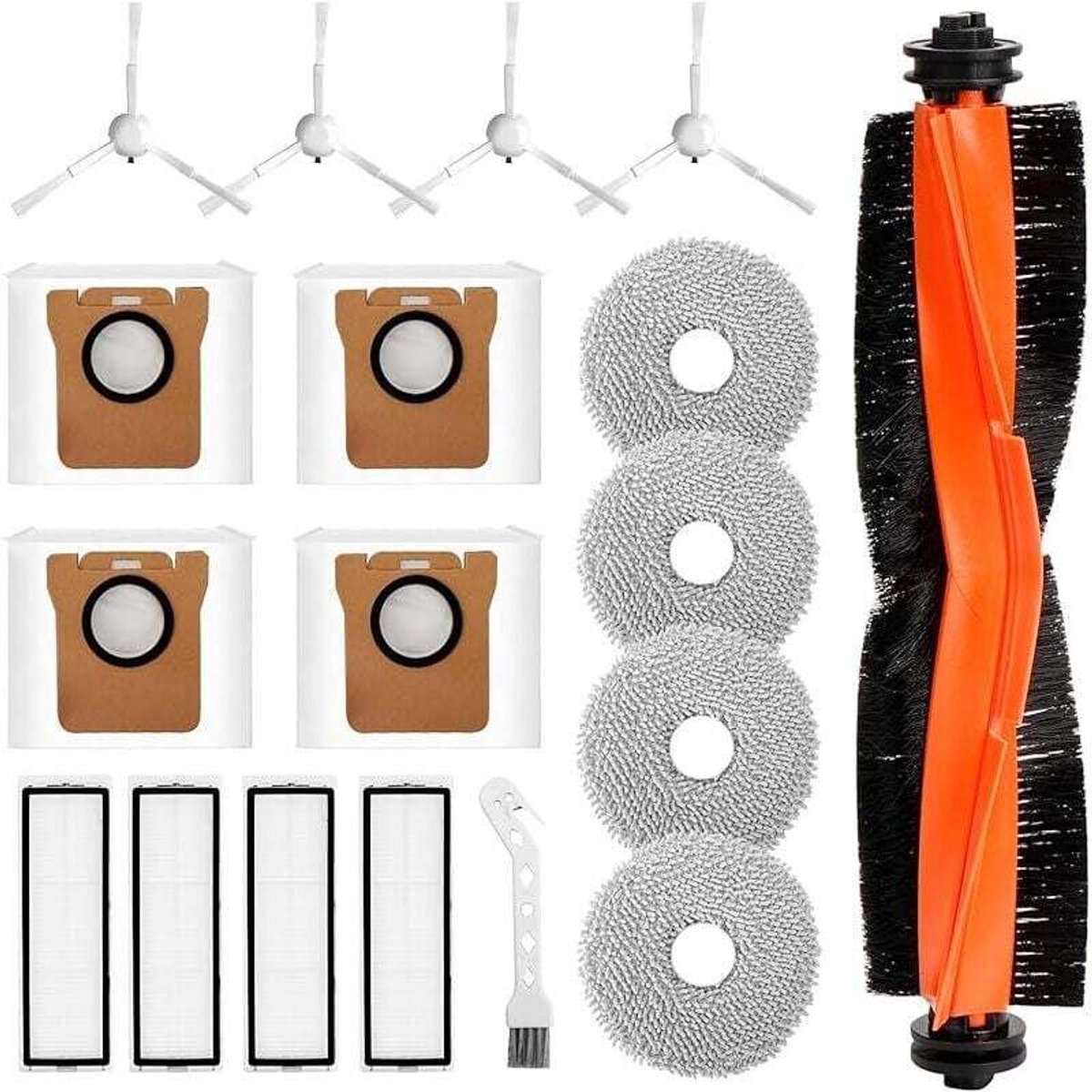 Vervangende accessoires compatibel Geschikt voor Xiaomi X20+ robotstofzuiger, vervangende onderdelen: 1 hoofdborstel, 4 doekjes