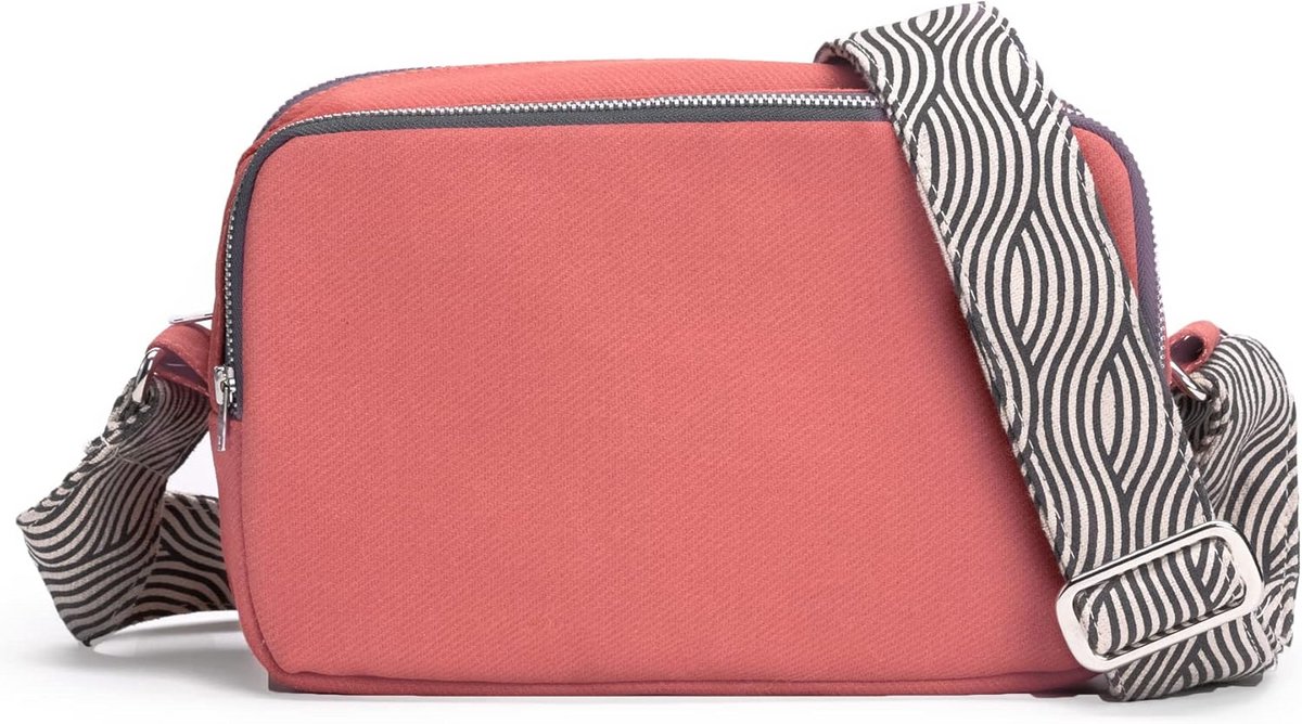 Dames Crossbody Tas Canvas Schoudertas met Verstelbare Katoenen Riem