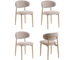 Eetkamerstoelen Celia Taupe Naturel Santi Set van 4