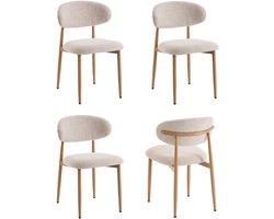 Eetkamerstoelen Celia Beige Naturel Santi Set van 4