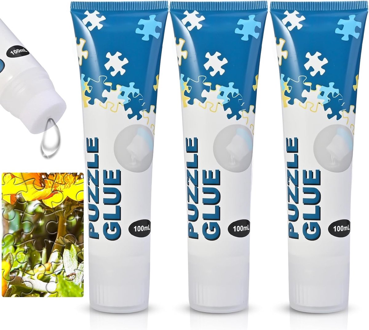 Transparante Puzzellijm Set (3-Pack) - Puzzels Fixeren en Ophangen - 300 ml Puzzelconserver