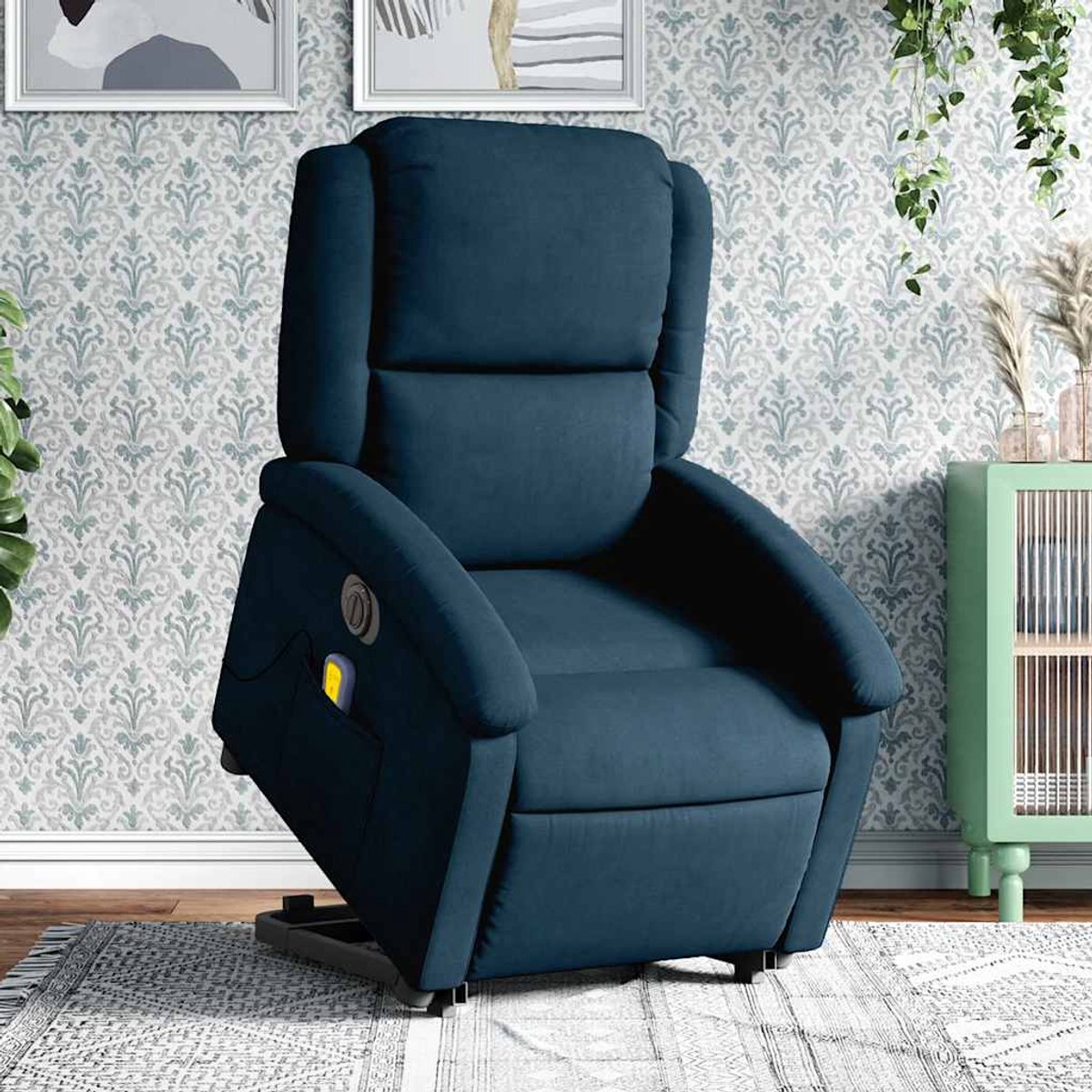 vidaXL Sta-op-massagestoel Elektrisch Verstelbaar Blauw - afbeelding 3