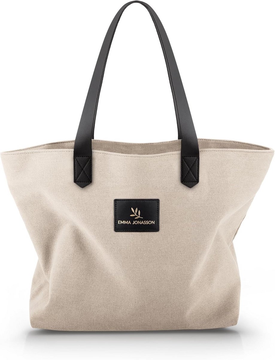 Stijlvolle Dames Schoudertas met Rits en Binnenvak - Grote Beige Handtas voor Winkelen