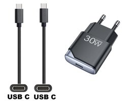 OneOne 30W snellader + 2,0m sterke USB C naar C kabel. GAN lader. PD PPS oplader adapter past op Google Pixel 7, 7 Pro, 8, 8a, 8 Pro, 9, 9 Pro, 9 Pro XL, 9 Fold, 10, 10 Pro, 10 Pro XL, 10 Pro Fold, C, XL