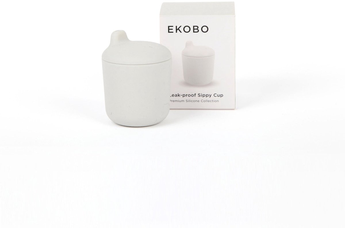 EKOBO Siliconen Tuitbeker Baby 13 cl - Lekvrij & Onbreekbaar- grijs