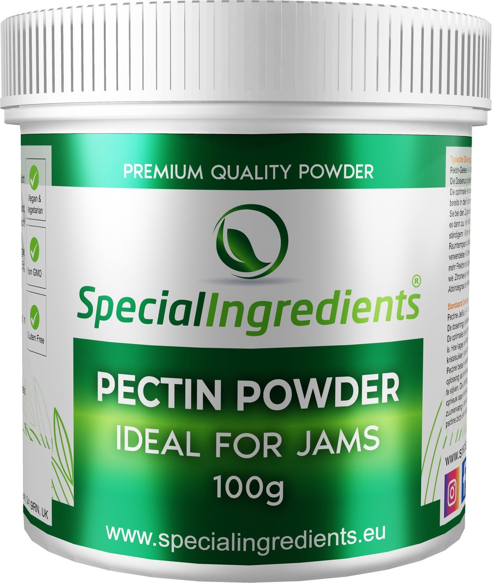 Pectine Poeder - 25 kg - Natuurlijk Geleermiddel - Perfect voor Jam & Marmelade - Vegan Gelatinevervanger - Ideaal voor Fruitgom / Fruitsnoep - Moderne Gastronomie - Moleculair Koken - Hersluitbare Pot - Recycled Plastic