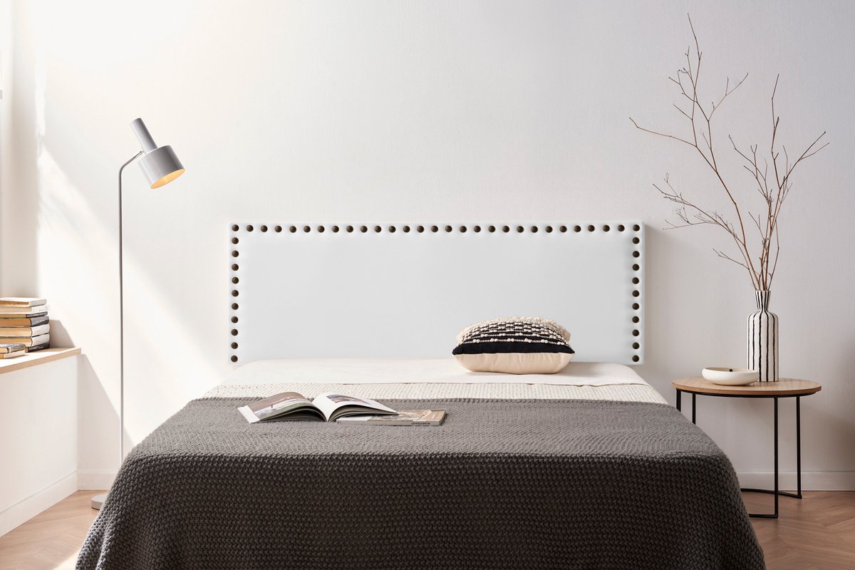 Moonia Hoofdbord - Kunstleer - Elegant en Duurzaam - Wit - Hoogwaardige Bekleding - 55 cm Hoogte