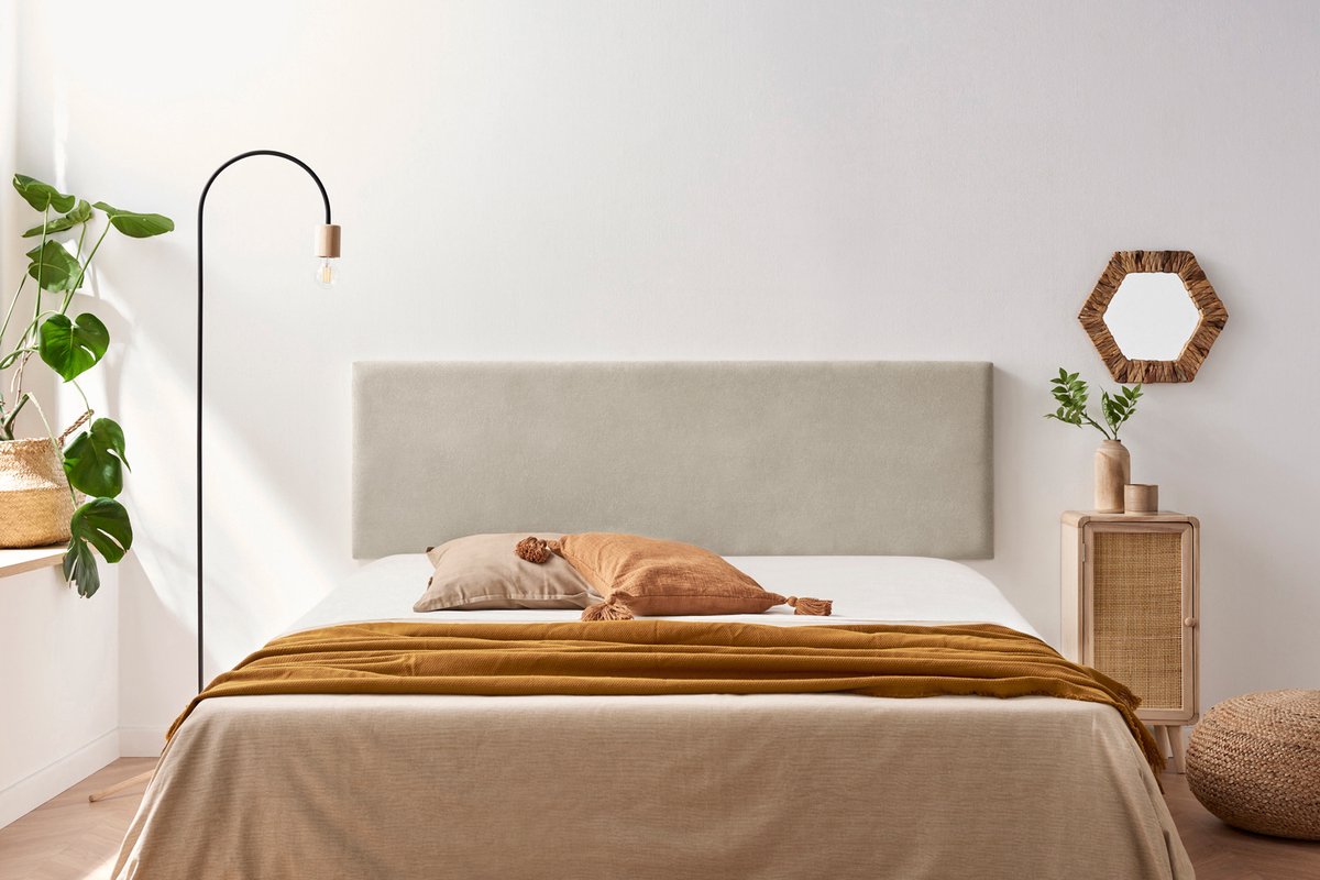 Moonia Hoofdbord - Minimalistisch - Aqualine Stof - Tan Beige - Duurzaam en Eenvoudig - 50 cm Hoogte