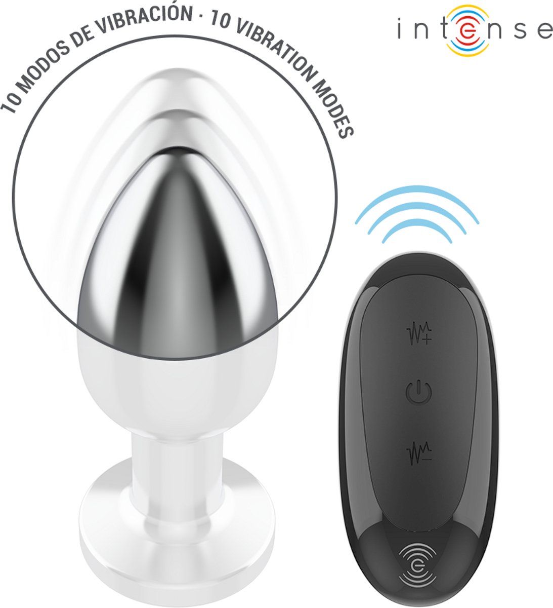Intense - Anale Plug 10 Vibrations Metal With Remote Control L