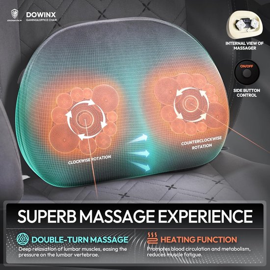 Ergonomische Gamingstoel Stof met Massagefunctie en Voetensteun, Grijs — afbeelding 2