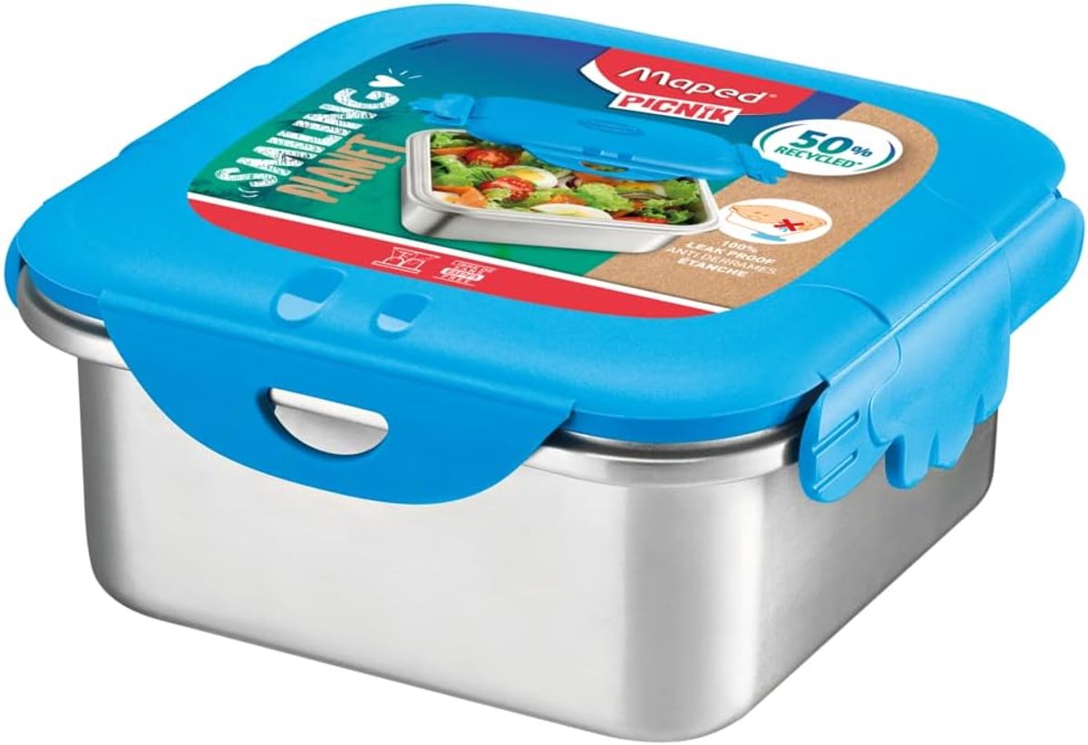 Lunchtrommel Kind RVS – Lekdichte Broodtrommel Groot 1 Liter met Stijlvol Design