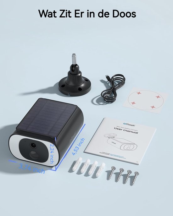 oor Buiten - Buiten Camera met Zonnepaneel - Bewakingscamera voor Buiten - Beveiligingscamera Buiten - 2K Ultra HD - Met Wifi en App - 2 Stuks — afbeelding 5