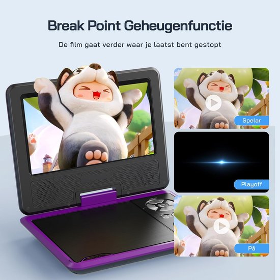 Draagbare DVD speler - Portable DVD speler - Met USB en Accu - Voor in Auto - Multimedia — afbeelding 5