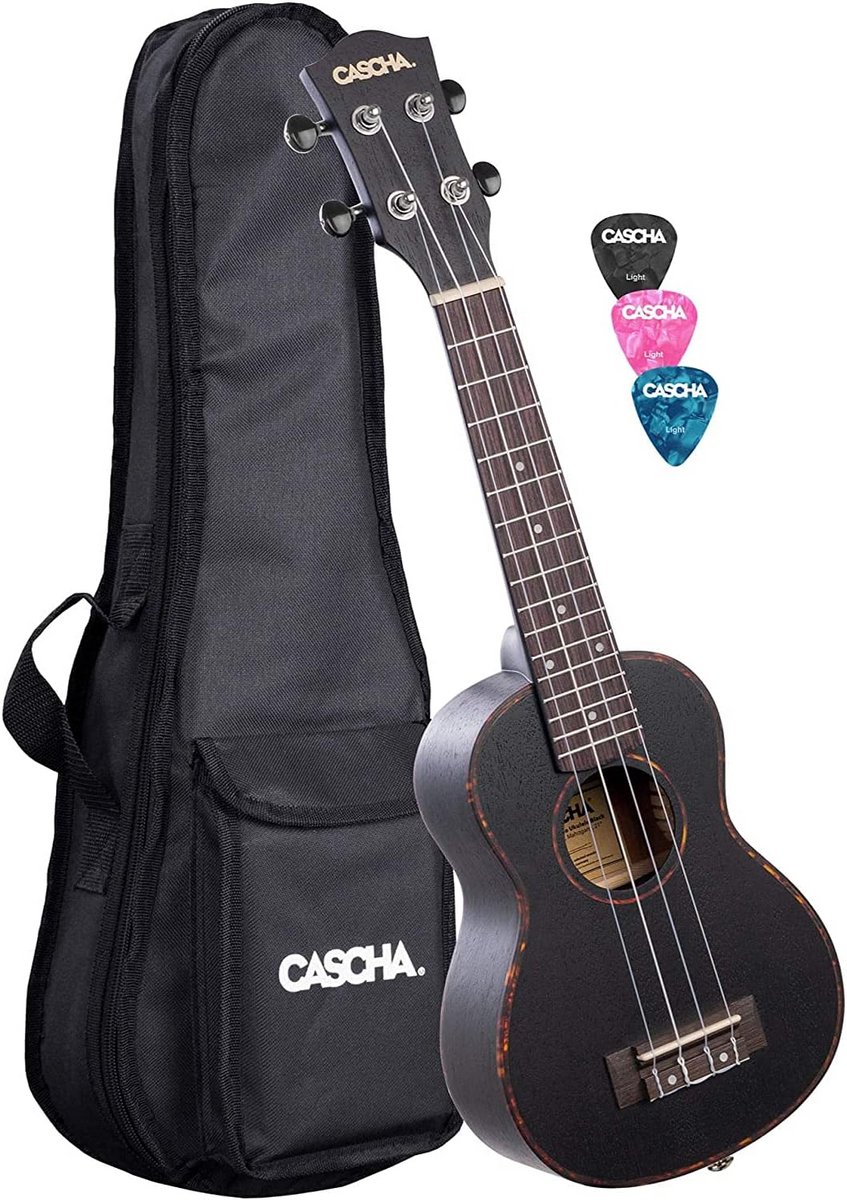 Sopraan Ukelele Set Zwart Mahonie - Inclusief Gigbag en Plectrums - Ideaal voor Beginners