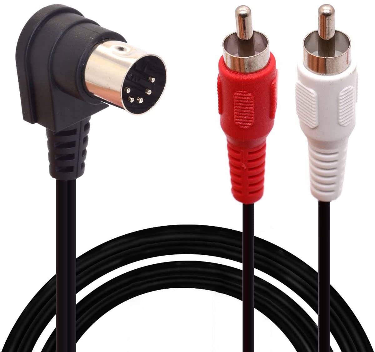 DIN naar RCA Kabel - Audiokabel Adapter - Muziek Streamen - Haakse Stekker - 50 cm - Zwart