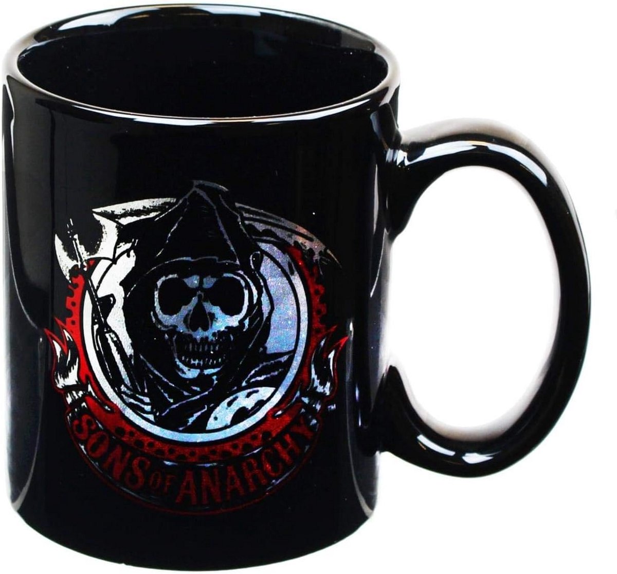 Grote Zwarte Koffiemok met Grim Reaper Logo - 22oz