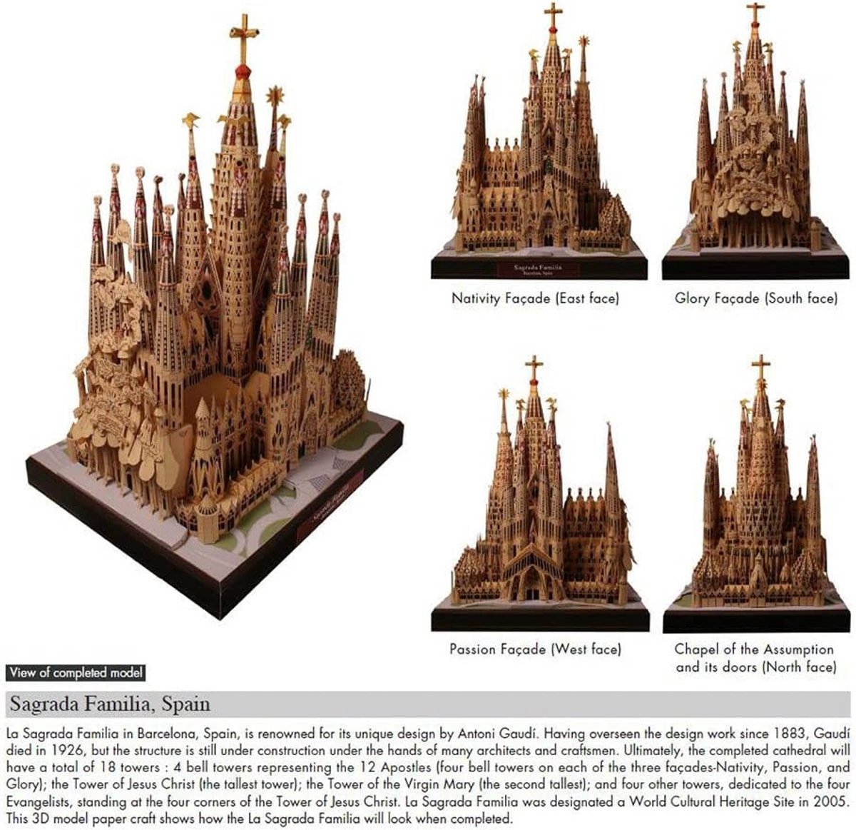 3D Papieren Puzzelmodel Sagrada Familia Kathedraal - Uitdagende DIY Bouwpakket — cadeau in Spellen & Speelgoed - foto 4