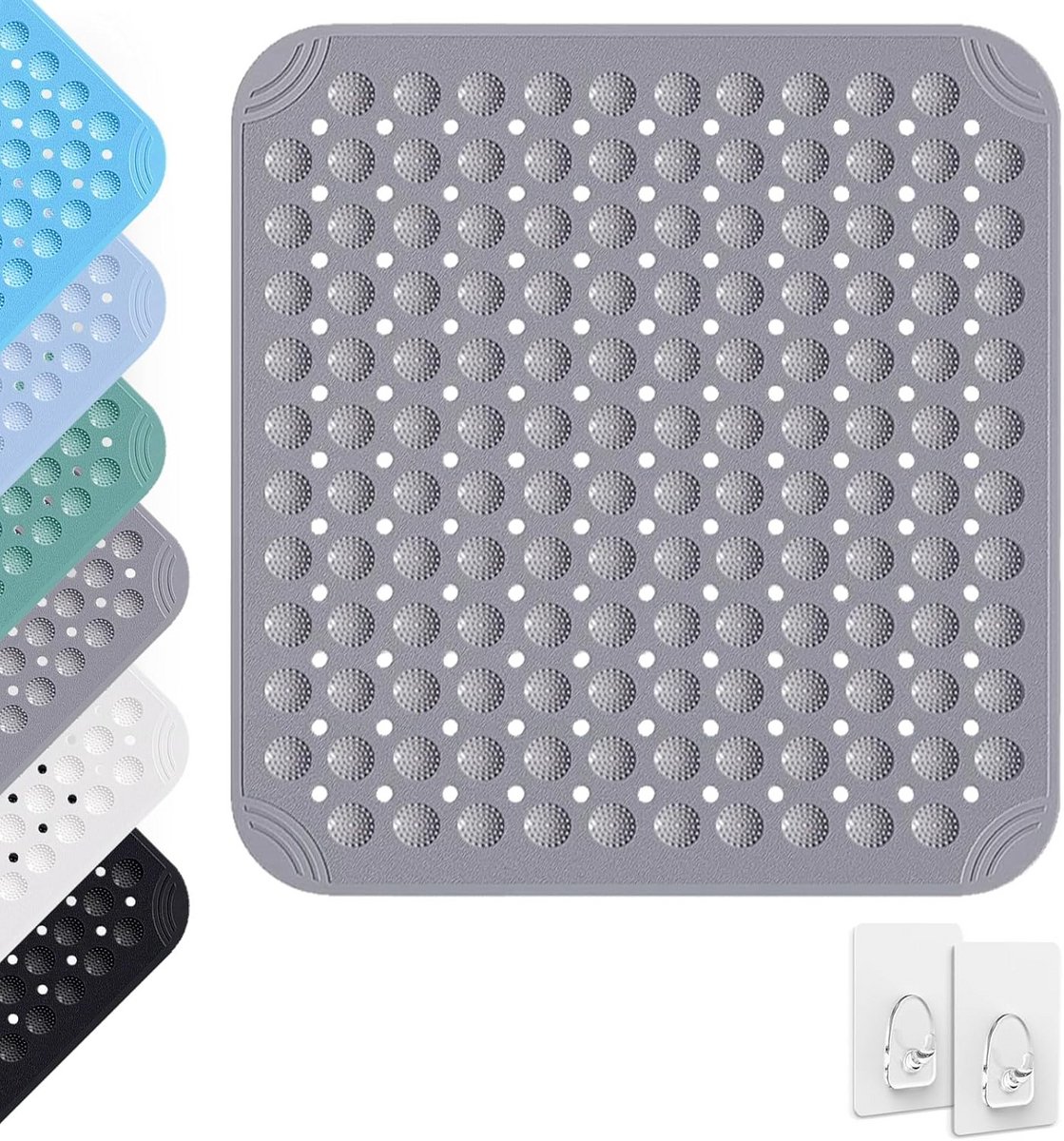 Antislip Douchemat met Zuignappen en Massagepunten 80x80 cm Grijs