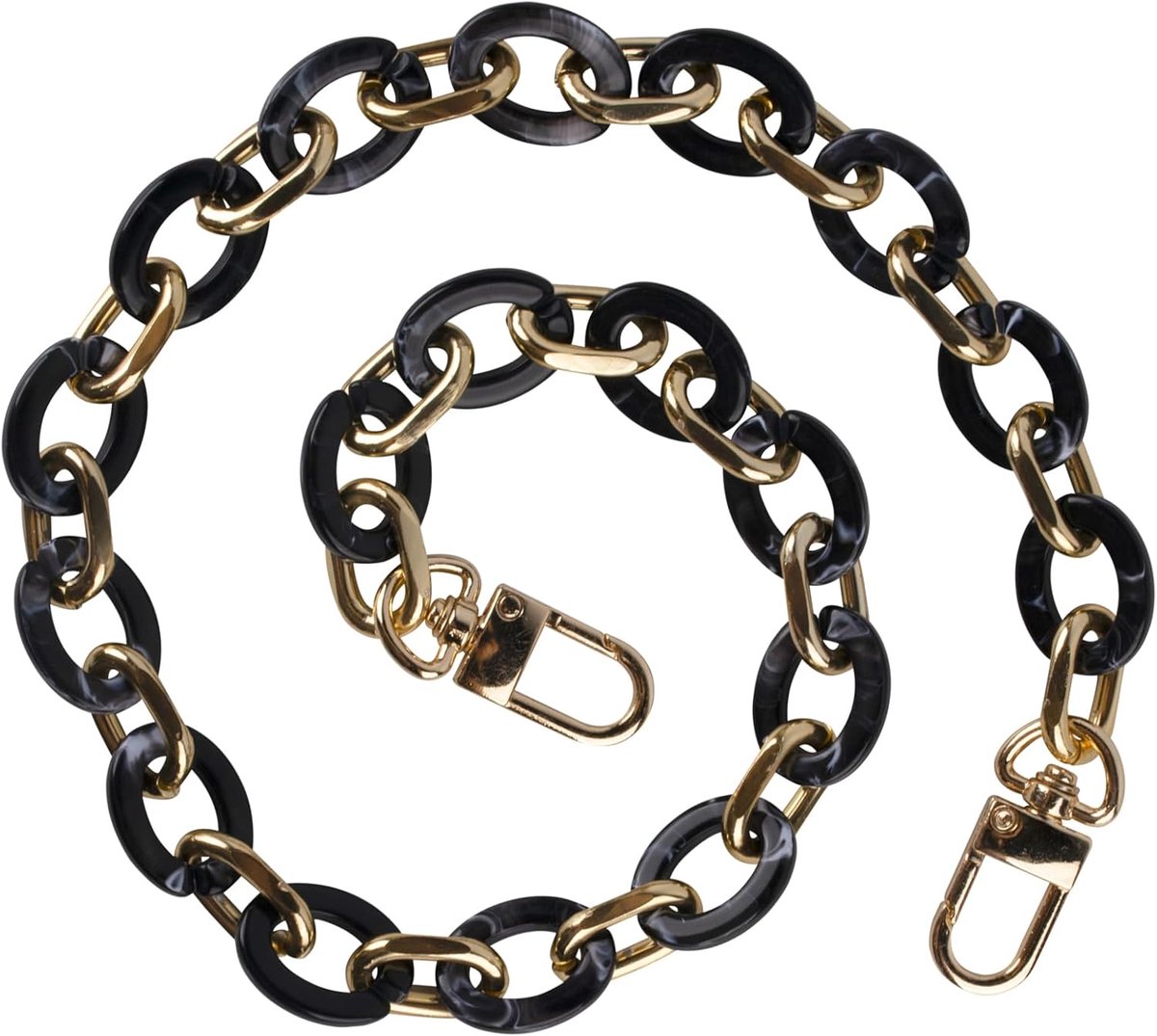 Vervangende Handtasketting met Metalen Gesp voor DIY Portemonnee Verlengstuk/Accessoires, Zwart, 60 cm