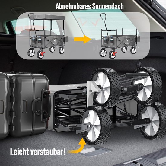 Opvouwbare Bolderkar Met Dak Transportwagen 100 Kg Draagvermogen En 