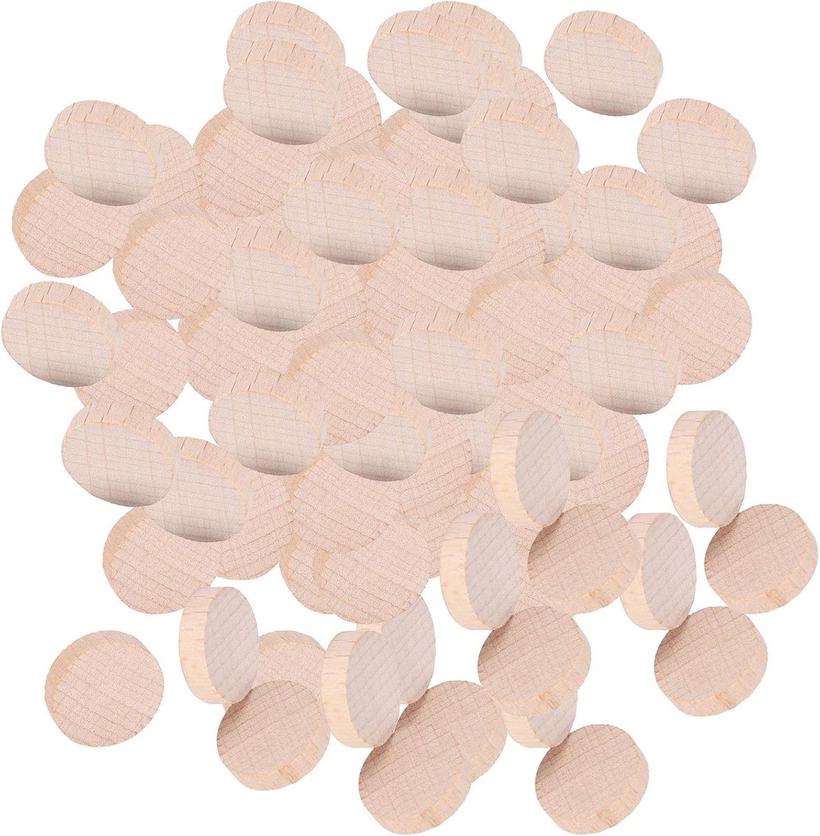 300 Stuks Houten Schijven Rond 1-2 cm - Beukenhout Voor Knutselen & DIY Projecten