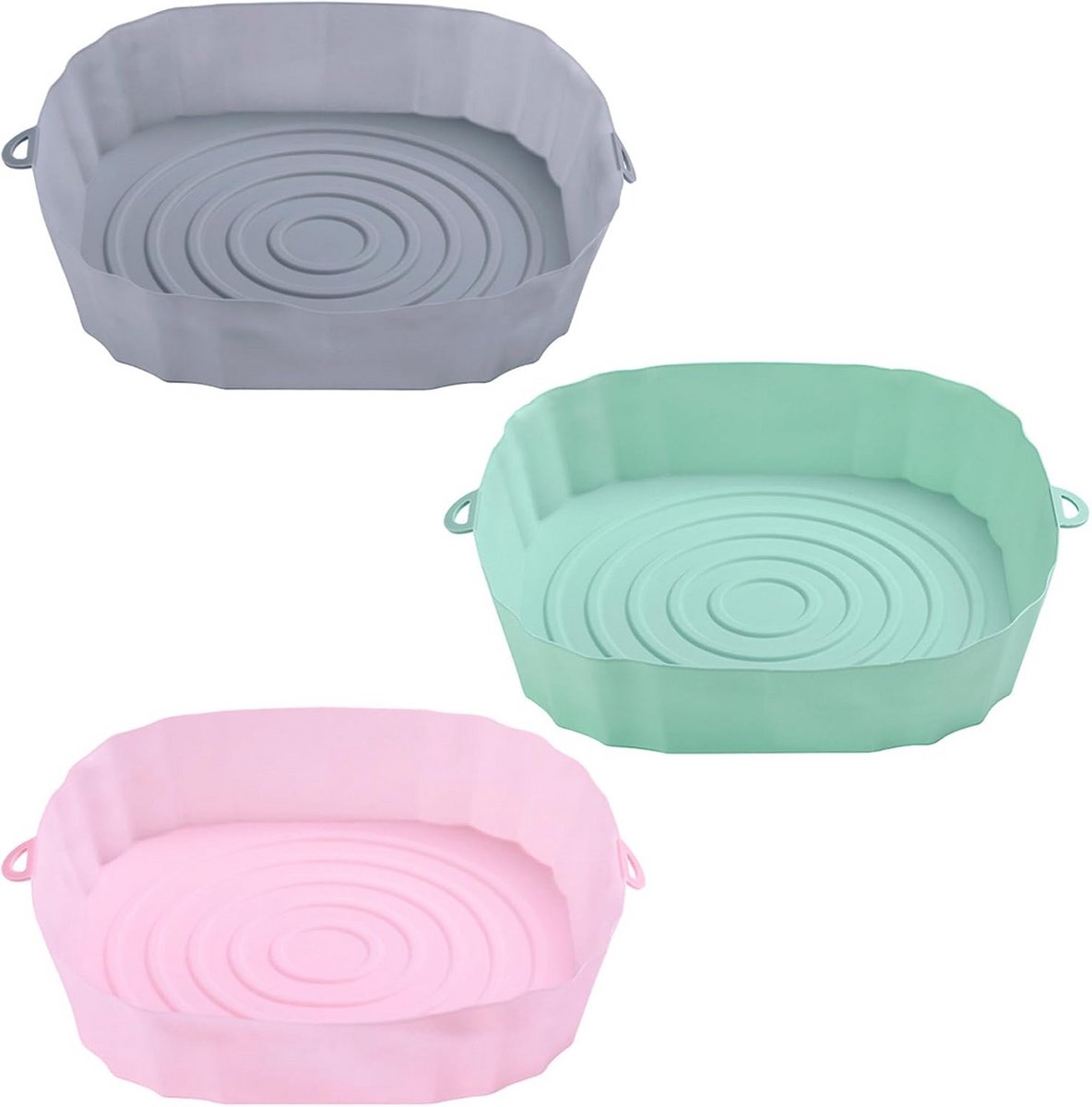 Siliconen Bakmatjes voor Airfryer - 3 Stuks 18x4.5cm - Herbruikbare en Hittebestendige Baktray voor Oven en Magnetron