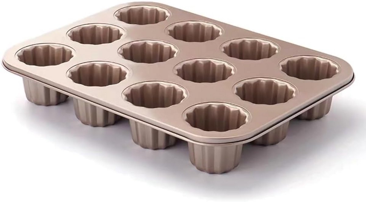 Bakvorm voor Canelé van Koolstofstaal - Gouden (12 holte)
