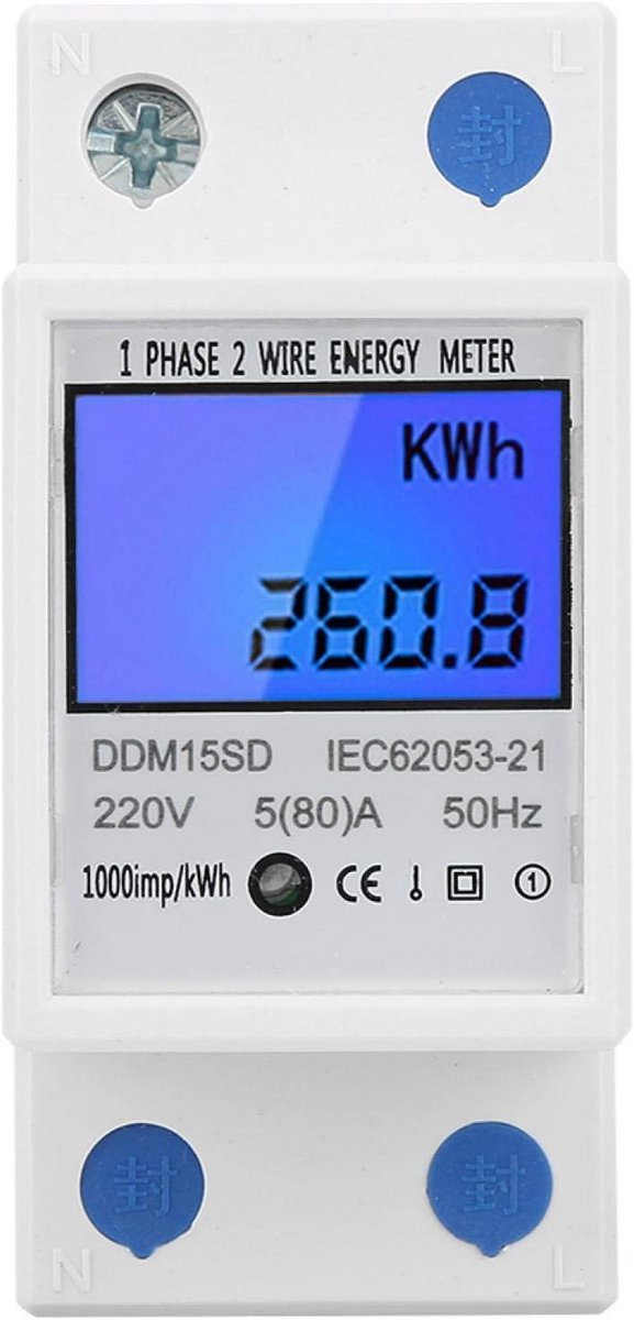 Energie KWh-meter met LCD-achtergrondverlichting en DIGITAAL display