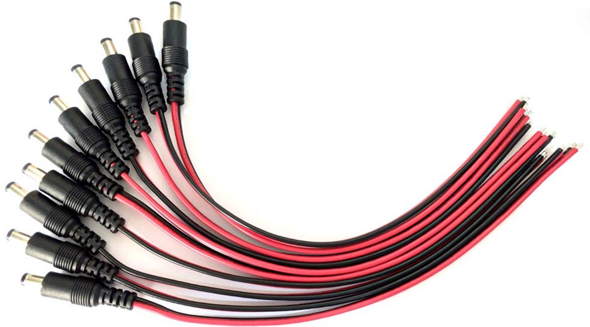 10 Stuks Mannelijke DC Power Pigtail Kabel 5,5 x 2,1 mm voor CCTV Beveiligingscamera's