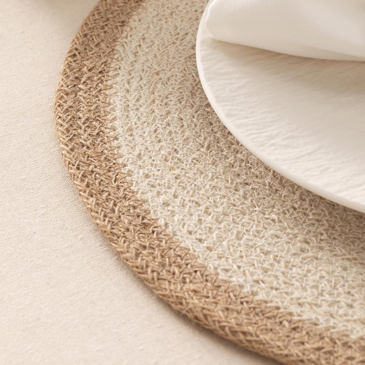 Ronde Jute Placemat Set van 2 - Handgemaakt & Natuurlijk