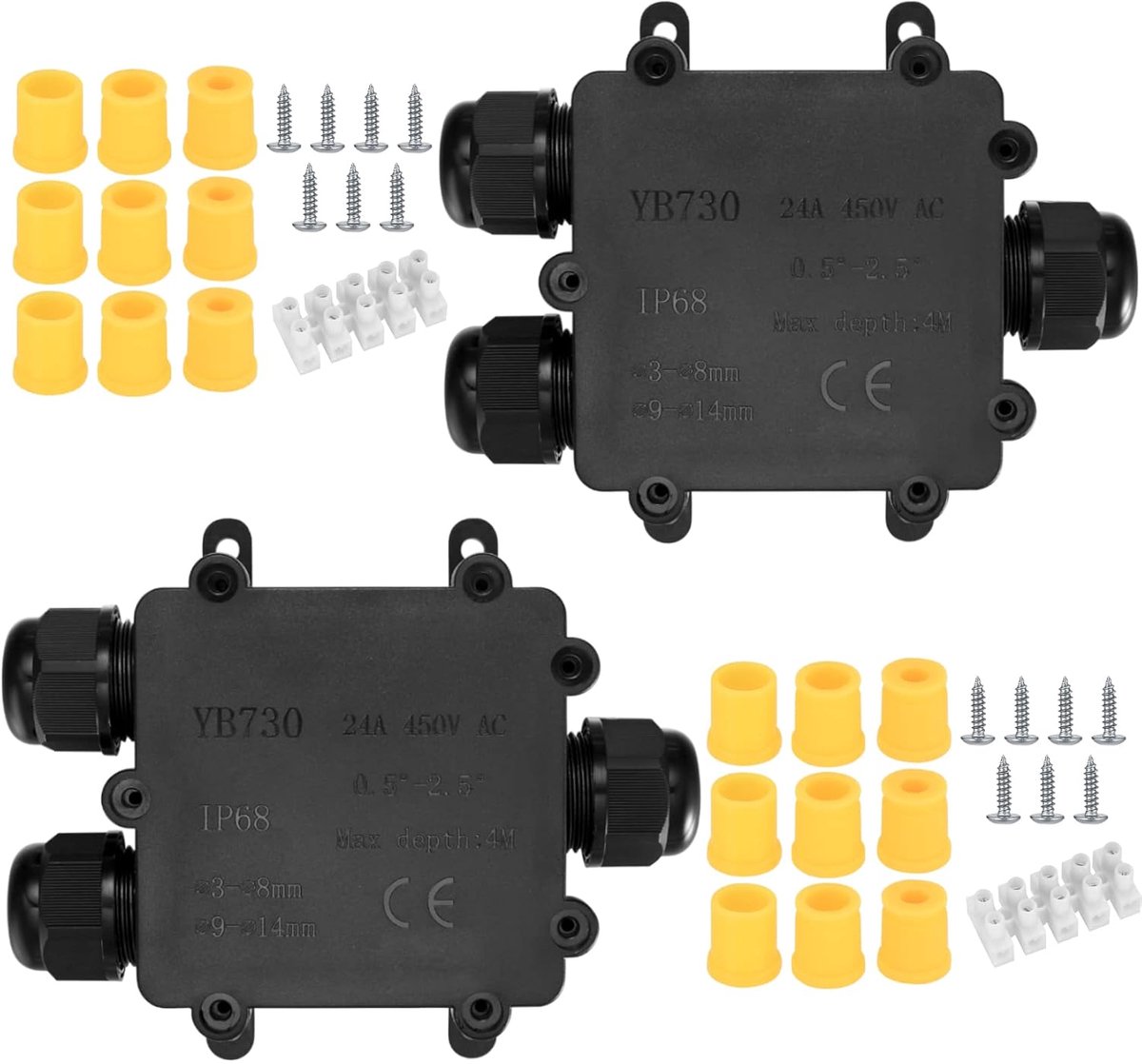 Waterdichte Aftakdoos voor Buitenkabels - 3-weg Distributiebox voor 4-12MM Kabels