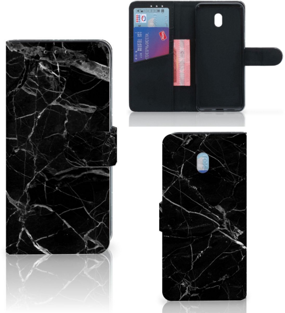 Xiaomi Redmi 8A Bookcase Marmer Zwart - Origineel Cadeau Vader